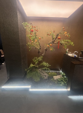 假树造景果树苔藓玄关装饰酒店商场装修布置仿真果树绿植假山假草