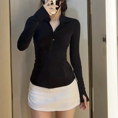 lulu原标Define外套女士紧身弹力健身运动跑步立领瑜伽服上衣速干