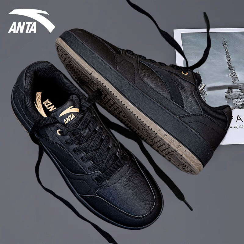 安踏板鞋元年男鞋黑2026新款春秋男士白鞋厚底旗舰店休闲运动鞋子