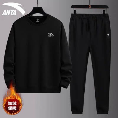 安踏官网新款加绒运动套装休闲装