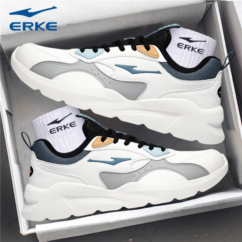 鸿星尔克男鞋皮面跑步鞋2025新款秋冬男款防水休闲鞋软底运动鞋子,运动鞋new,跑步鞋,淘宝优惠券,粉丝福利购,淘宝优惠卷