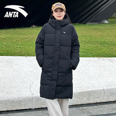 安踏官网新款情侣款中长款羽绒服