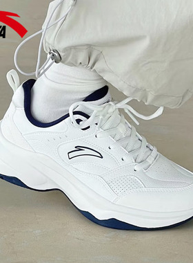 安踏男鞋皮面ACE2跑步鞋软底2026新款春秋男士旗舰店老爹运动鞋子