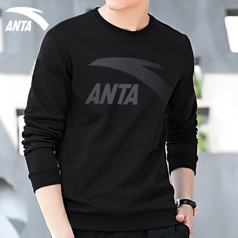 安踏卫衣男装加绒圆领长袖t恤春秋2026新款旗舰店宽松休闲套头衫