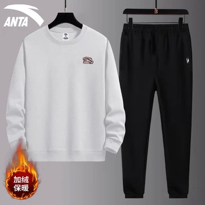 安踏官网新款加绒运动套装休闲装