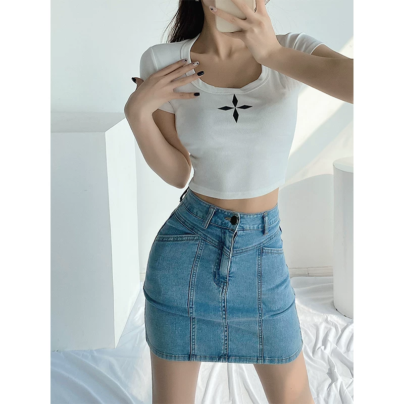 Сексуальная короткая футболка, европейский стиль, обтягивающая, slim fit