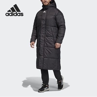 阿迪达斯男子中长款保暖连帽棉服