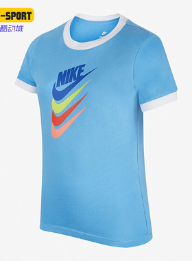 Nike/耐克正品夏季新款男女大童柔软舒适圆领短袖T恤 DQ4384-412
