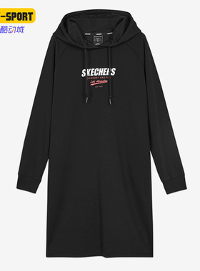 Skechers/斯凯奇正品春季运动中长款卫衣女子连帽连衣裙L321W232