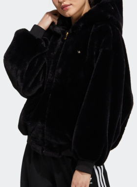 Adidas/阿迪达斯正品三叶草女子人造毛皮草夹克外套 HC6600