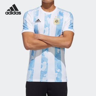 阿迪达斯正品 足球运动T恤 新款 短袖 GE5475 男子夏季 Adidas