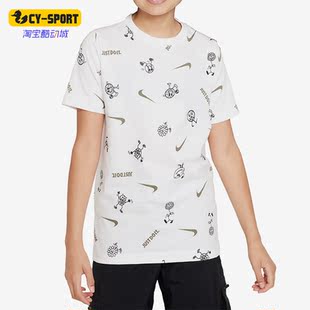 耐克正品 T恤FD3968 新款 休闲印花短袖 100 大童运动时尚 Nike