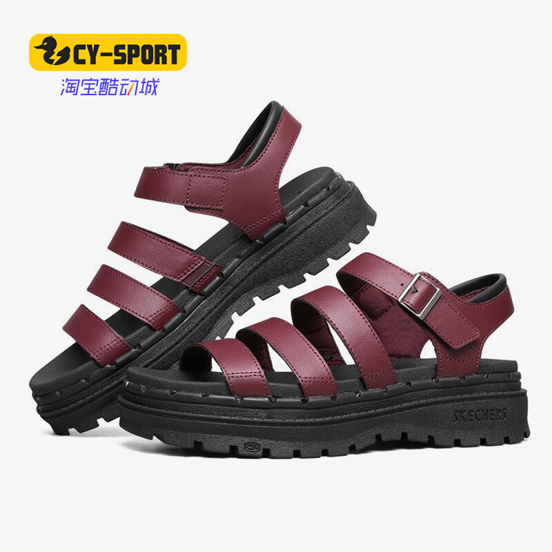 Skechers/斯凯奇正品夏新款三字型绊带针扣女子复古厚底凉鞋