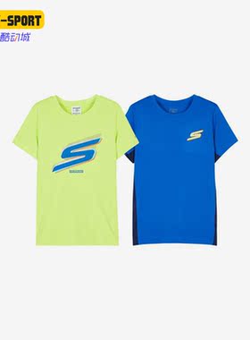 Skechers/斯凯奇正品新款舒适透气大童运动两件套短袖T恤P222B044