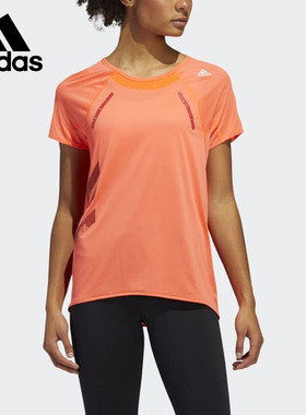 Adidas/阿迪达斯正品夏季女子新款 橙色标志运动短袖T恤 FK0737