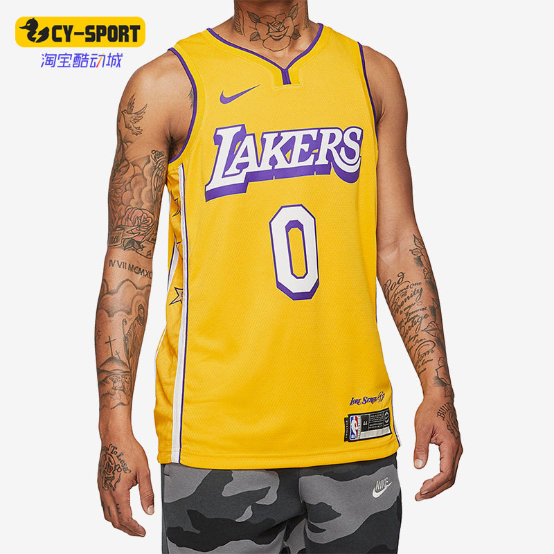 Nike/耐克正品库兹马湖人队0号男子篮球运动球衣AV4646-728