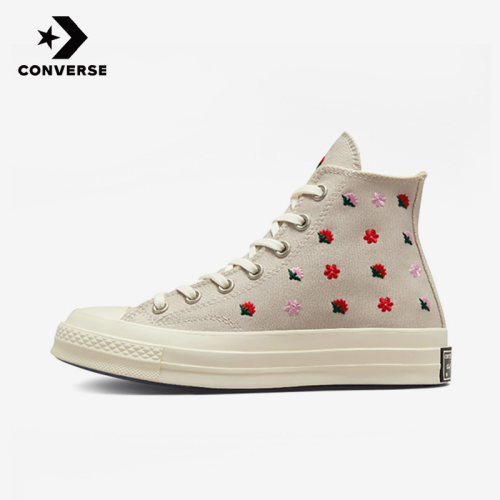 Converse匡威正品1970s女子休闲复古小花刺绣高帮帆布鞋A02201C