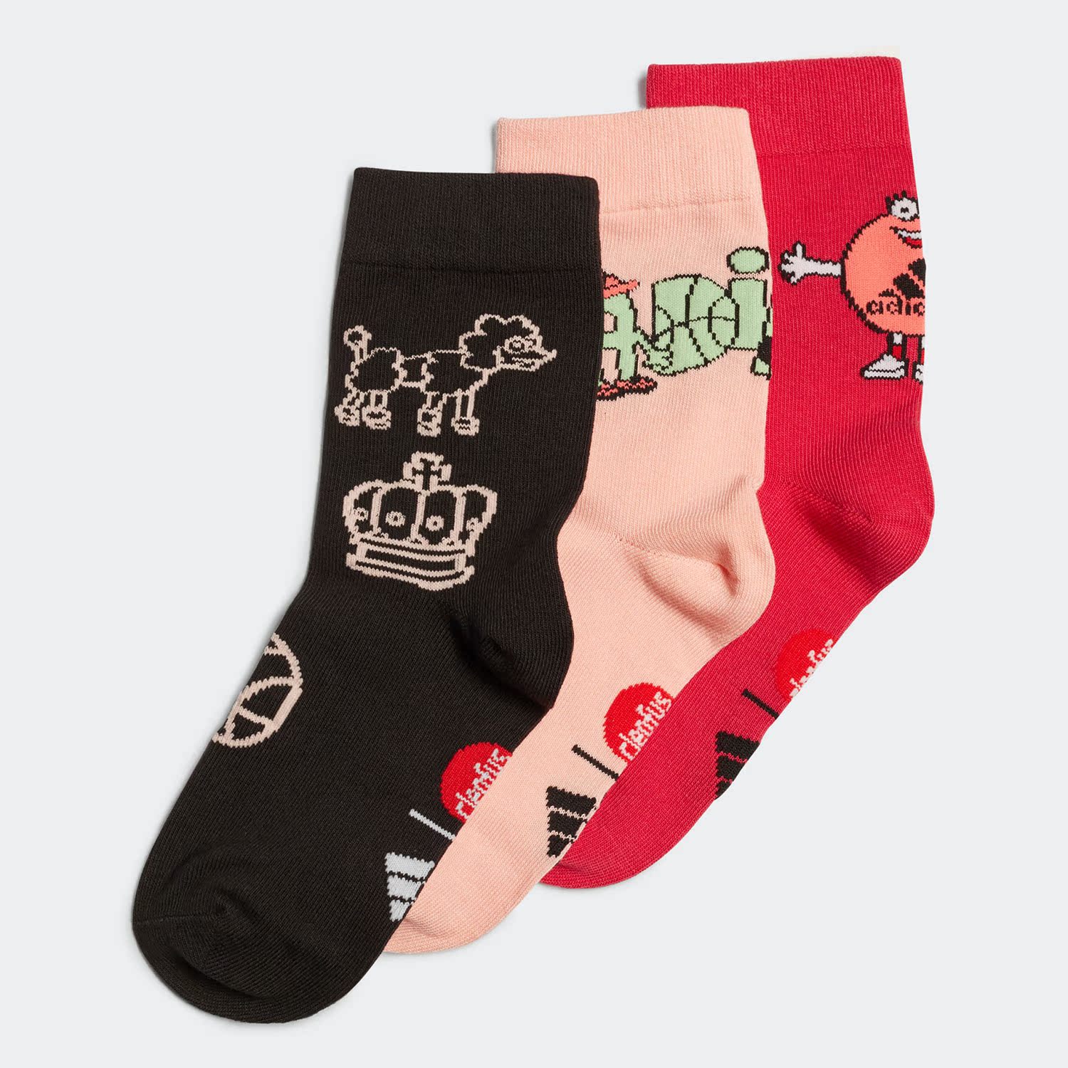 阿迪达斯儿童透气舒适袜三双装