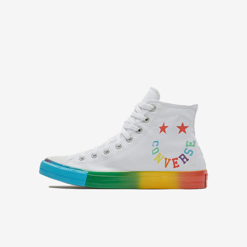 Converse匡威 Smile彩虹字母笑脸情侣高帮休闲运动帆布鞋168123C