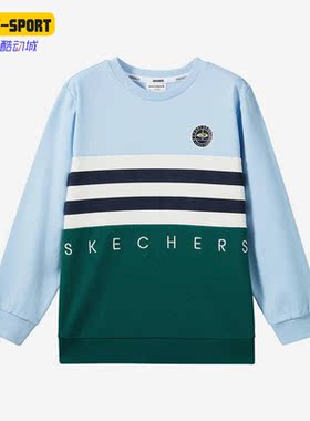 Skechers/斯凯奇正品春秋新款大童运动休闲舒适撞色卫衣 P322B022