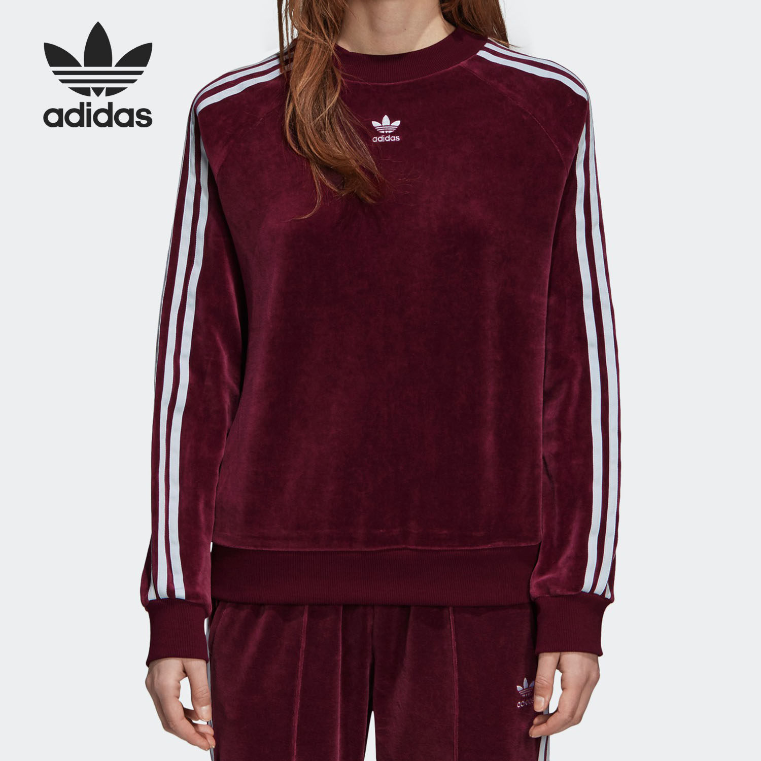 Adidas/阿迪达斯正品三叶草 TRF CREW 女装套头圆领卫衣DH3112