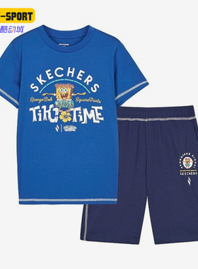 Skechers/斯凯奇正品新款海绵宝宝系列大童休闲运动套装 L222B039