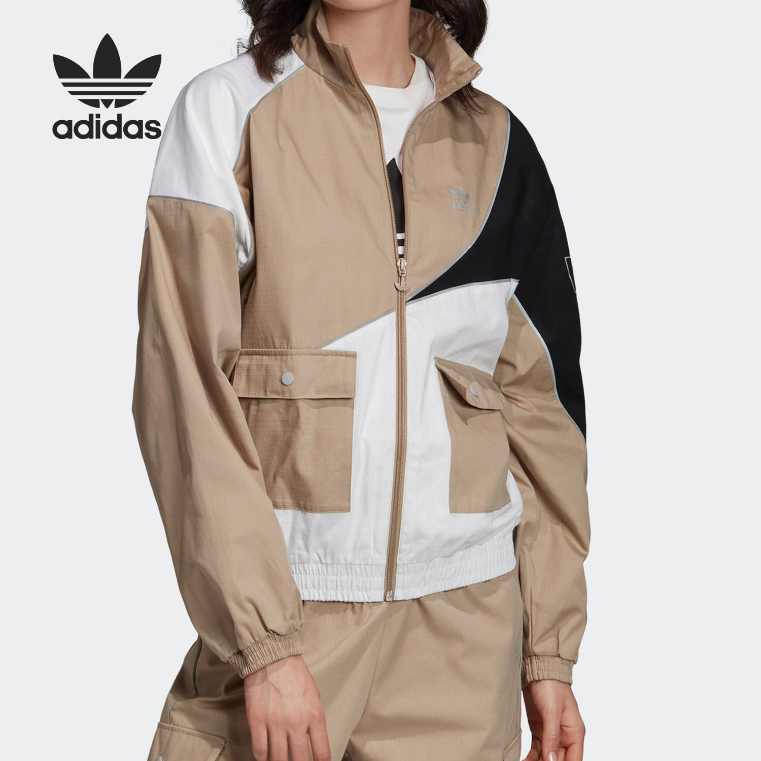 阿迪三叶草女子工装运动外套正品