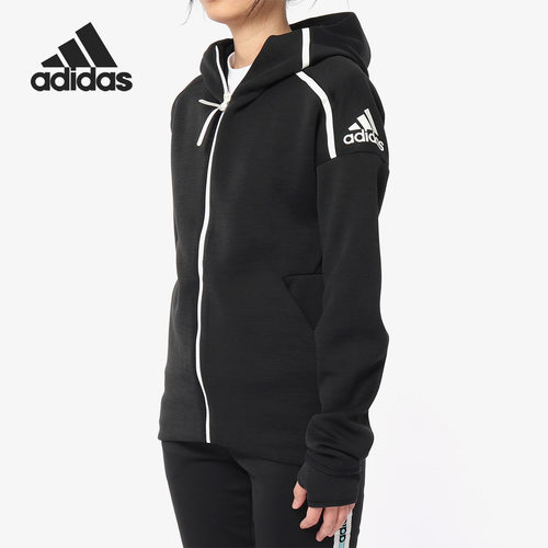 阿迪达斯女装运动服连帽跑步夹克