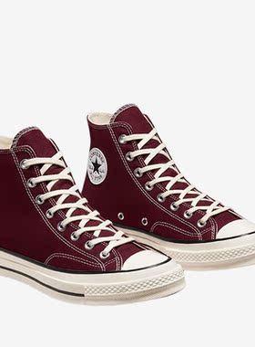Converse匡威正品新款男女三星标酒红色高帮情侣帆布鞋A01448C
