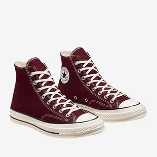 Converse匡威正品新款男女三星标酒红色高帮情侣帆布鞋A01448C