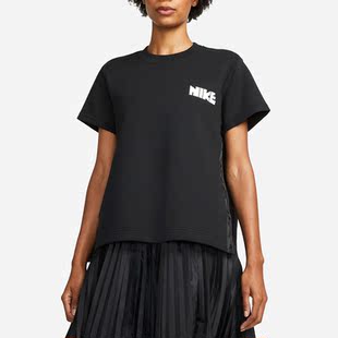 Nike/耐克正品Sacai联名女子休闲拼接透气运动短袖T恤CZ4690-010
