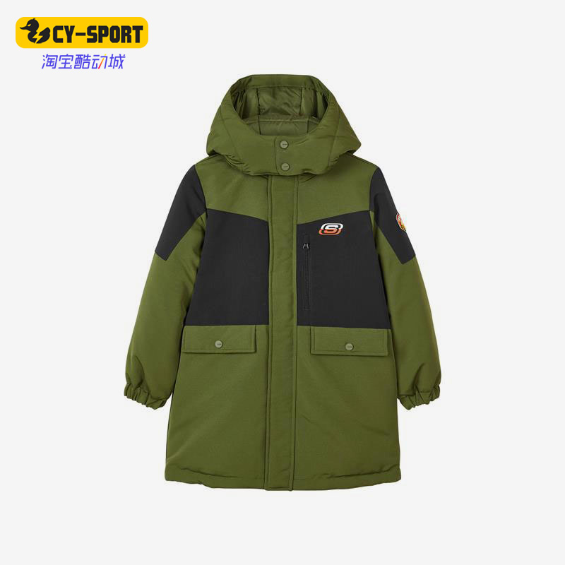 斯凯奇正品儿童保暖连帽羽绒服