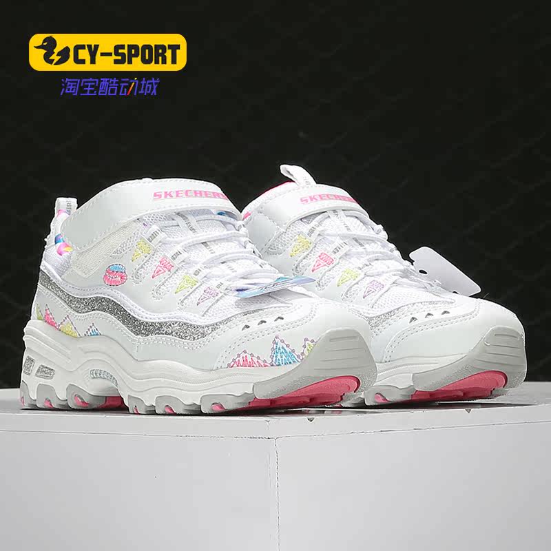 Skechers/斯凯奇正品女童刺绣熊猫魔术贴涂鸦老爹鞋运动休闲鞋