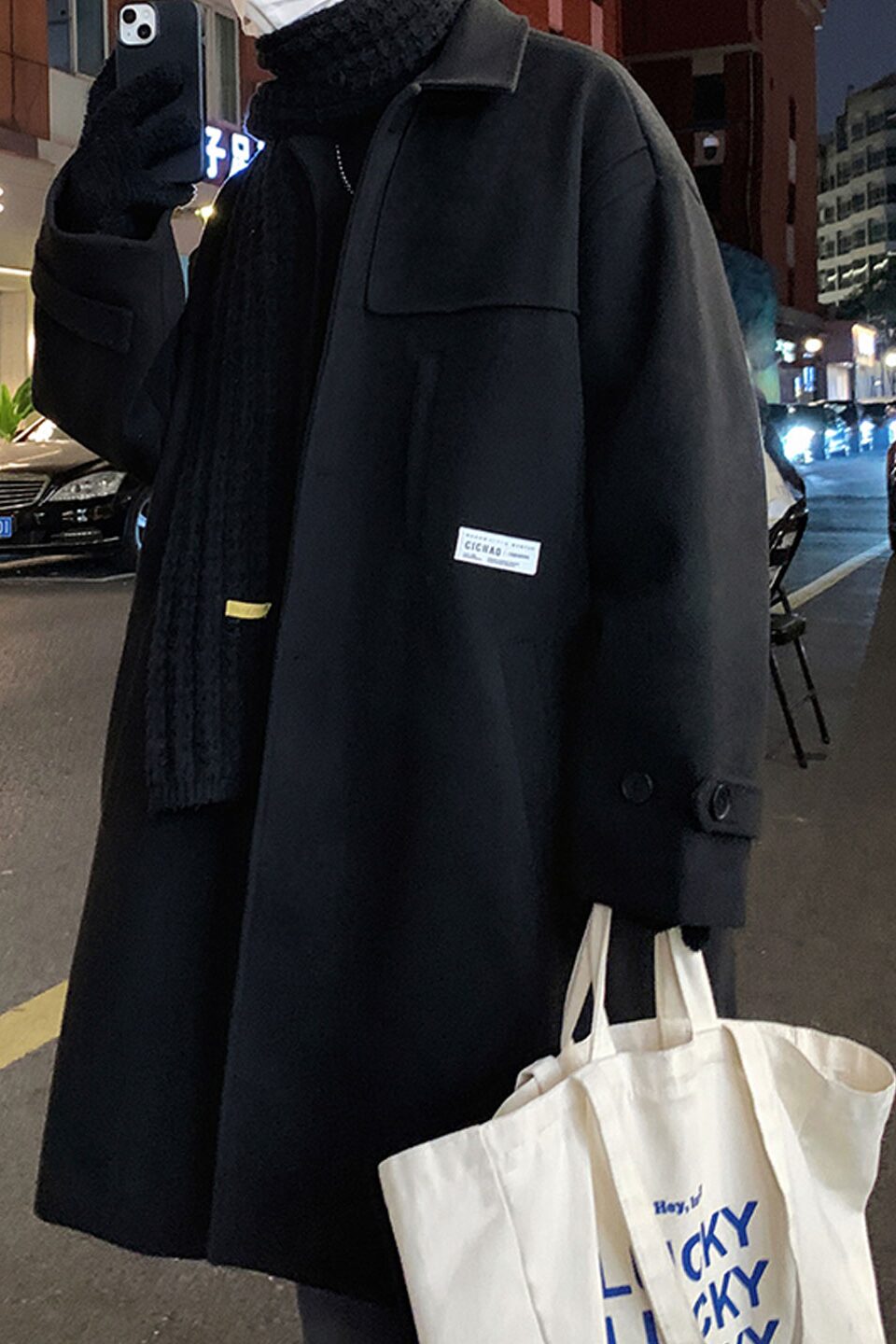 502-2-N010-P128冬季加厚过膝毛呢大衣男韩版潮牌高级感风衣控168,男装风衣,星座502-2（原1014A）