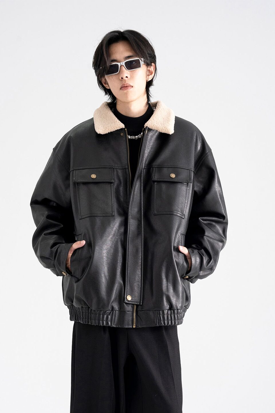 502-2-MF001-P148复古pu皮冬季保暖美拉德加厚羊羔毛皮衣男控188，男装皮衣，星座502-2（原1014A）