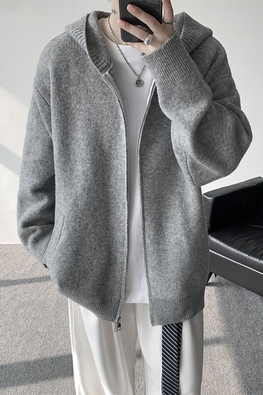 现货502-2-MY770-特P58秋冬季连帽针织毛衣男慵懒风宽松潮流外套,男装针织衫/毛衣,星座502-2（原1014A）