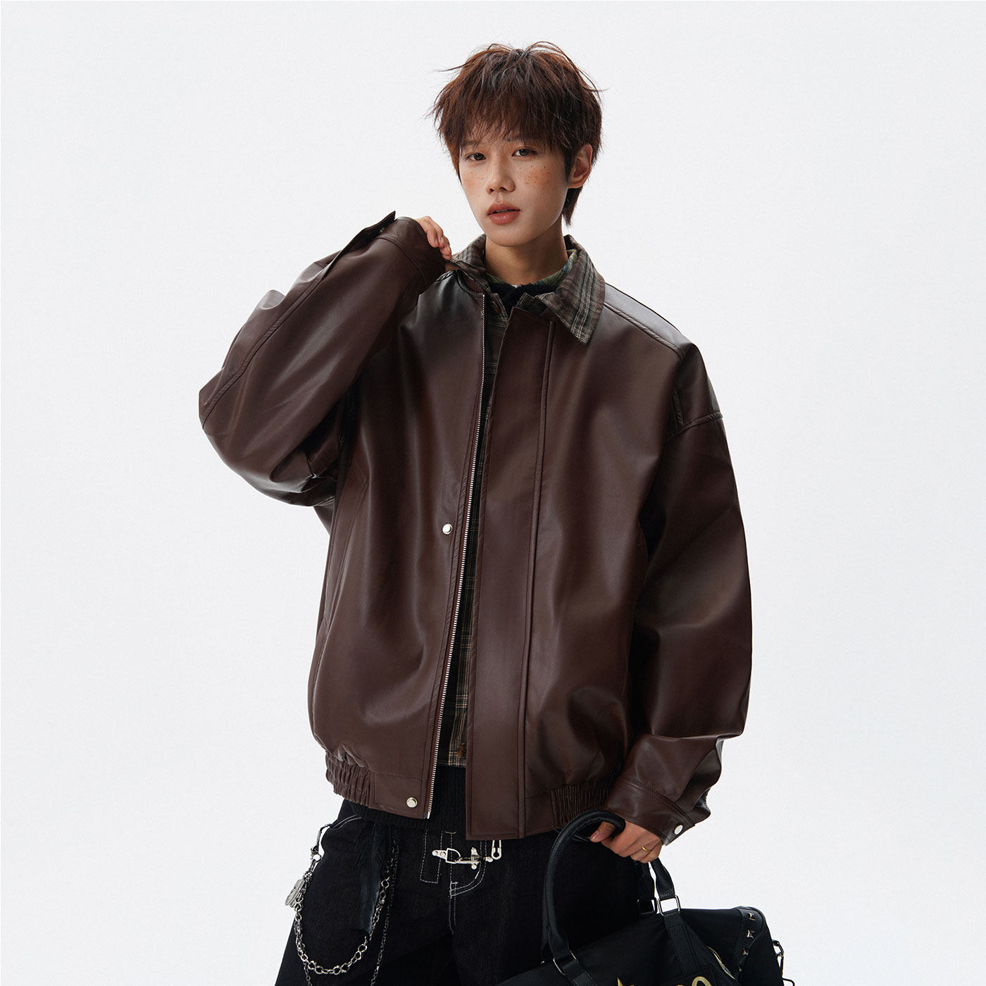 现货502-2-JK032-P128春款翻领PU皮衣男宽松机车风夹克控168，男装夹克，星座502-2（原1014A）