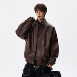 现货502-2-JK032-P128春款翻领PU皮衣男宽松机车风夹克控168，男装夹克，星座502-2（原1014A）