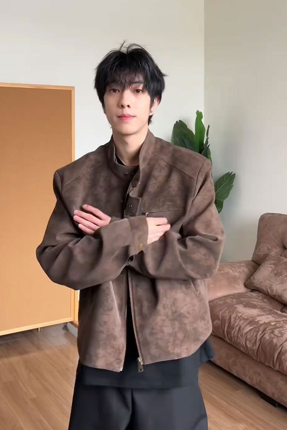 502-2-JK036=P95秋季扎染正肩机车PU皮衣大码立领夹克外套男,男装皮衣,星座502-2（原1014A）
