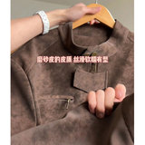 502-2-JK036-P95美式复古反绒皮正肩外套男短款工装夹克，男装皮衣，星座502-2（原1014A）