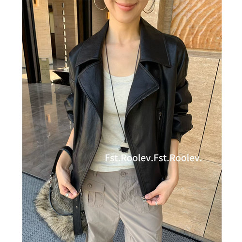 FST美拉德短款机车皮衣外套女秋
