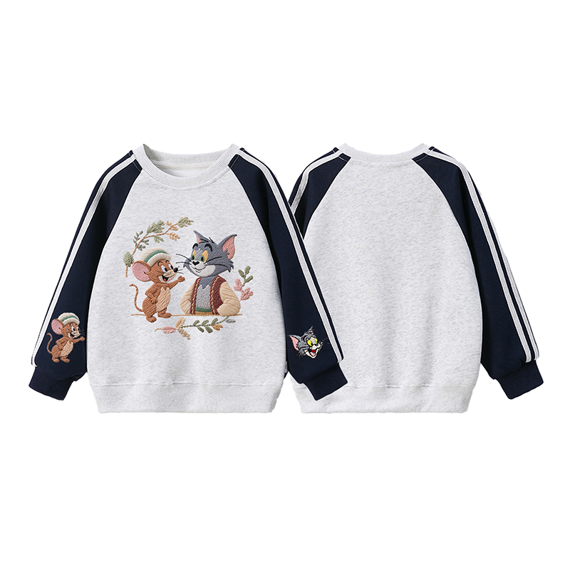 2025韩版童装卫衣插肩三条杠猫和老鼠童长袖春秋百搭潮流洋气卡通
