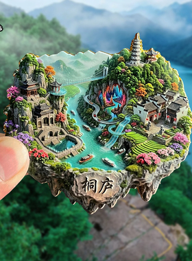 浙江桐庐金属景点冰箱贴磁贴富春山大奇山石舍村马岭古道纪念礼品