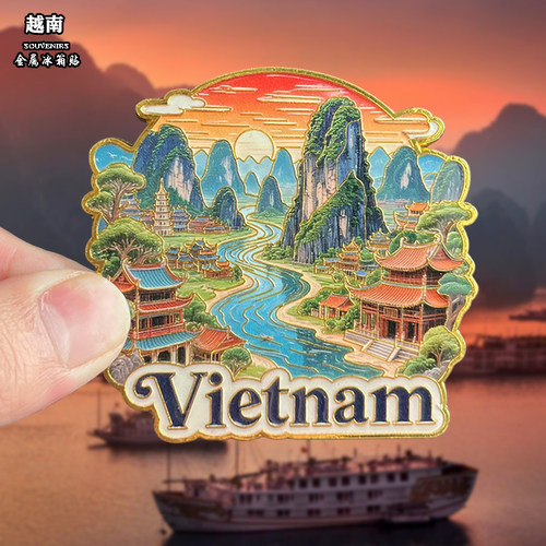 越南金属冰箱贴磁贴下龙湾芽庄海滩粉红教堂巴拿山纪念品伴手礼