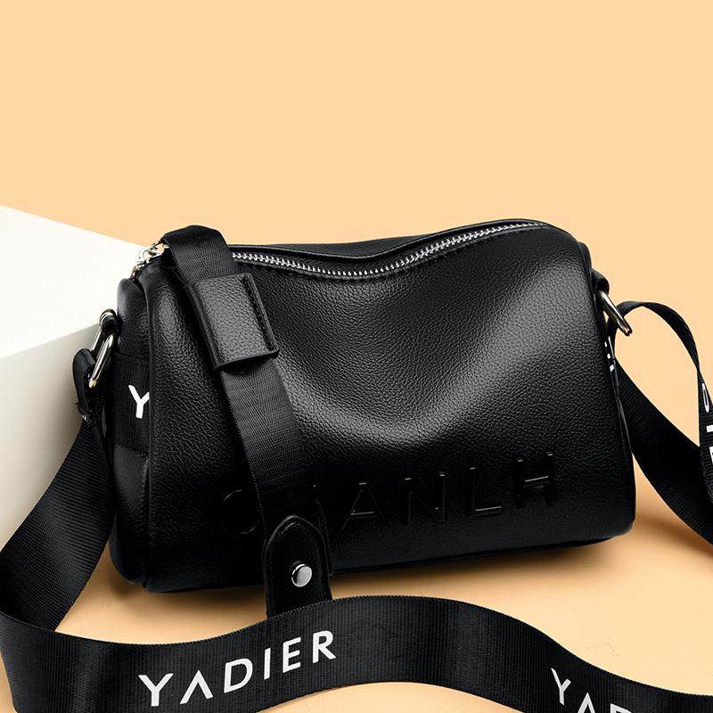 专柜正品简约百搭宽肩带斜挎包女2024新款妈妈时尚大气真皮单肩包