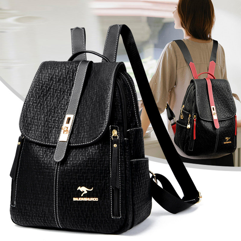 品牌正品真皮双肩包女2023新款时尚背包头层牛皮软皮大容量旅游包