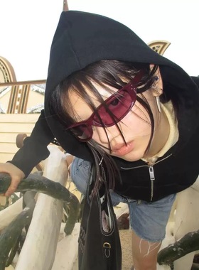 韩版潮流拍照矩形骑行墨镜千禧风Y2K复古未来科技感太阳眼镜男女