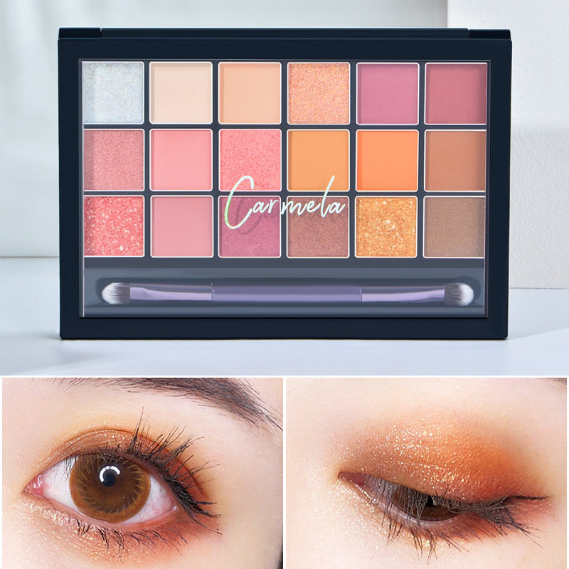 卡梅拉眼影18色光泽眼影盘闪粉珠光哑光大地色烟粉色系干枯玫瑰