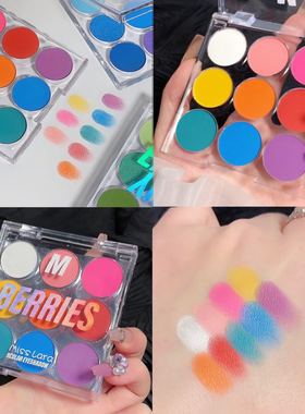 ins超火彩虹糖果色眼影盘彩色绿色蓝色珠光哑光彩妆大地色舞台妆