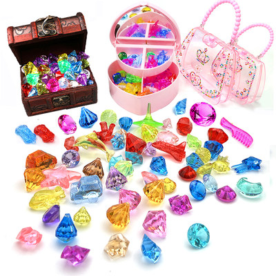 儿童宝石玩具七彩色塑料钻石水晶